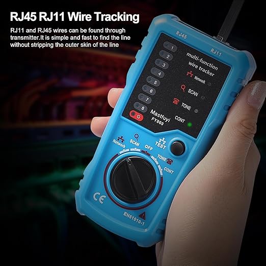 Network Cable Tester, Line Finder with Probe Tone, Wire Tracker Multifunction, RJ11 RJ45 Cable Tracer, Telephone Line Test, Ethernet LAN Network Cat5 Cat6 Cable Maintenance Collation
