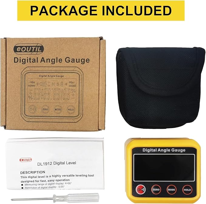 Magnetic Digital Angle Finder Protractor Inclinometer - Cube Digital Level Angle Gauge with Magnetic Base and Backlight - Precision Level Box for Woodworking, Construction, Machinery, Masonry (yellow)