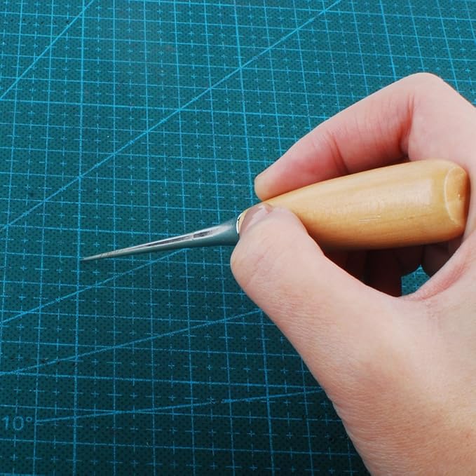 NW Wooden Handle Awl Leather Sewing Awl Leather Drillable Awl (2pcs)