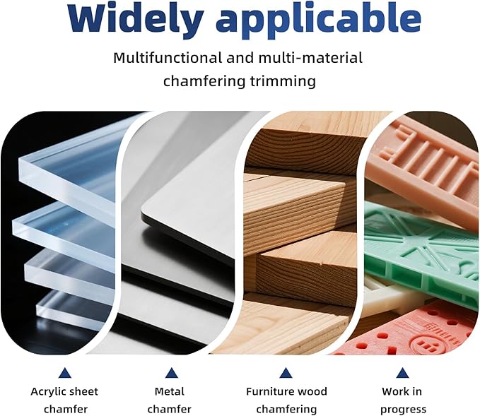 Pneumatic Chamfering Tool Handheld, Mini Air-Powered Chamfering Machine with 4 C-Blades (2 Pre-Installed), 45° Right-Angle Trimming, 1/4 Inch Air Inlet for Metal, Wood Beveling & Deburring