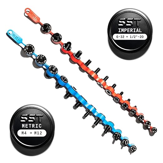SST - Identibolt Flex - Portable Nut and Bolt Male and Female Thread Gauge Checker - Imperial SAE and Metric Threads - Measure & Mount Almost Anywhere - Double-Sided Gauges - Made in USA