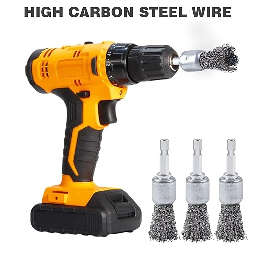 10PCS Wire Brush for Drill, High Carbon Steel Wire Drill Brush Wire Brush, Metal Wire Brush for Drill with 1/4" Hex Shank, Skilled in Handling Metal & Nonmetal Surfaces