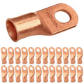 SELTERM 25pcs 4/0 AWG 1/2" Stud Battery Lugs, Ring Terminals, Heavy Duty Copper Wire Lugs, Battery Cable Ends, 0000 Gauge Ring Terminal Connectors, UL Bare Copper Eyelets Electrical Battery Cable Lugs