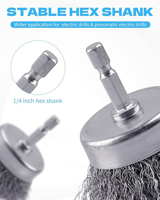 Rocaris 24 PCS Wire Wheel Brush for Drill , Carbon Steel Drill Wire Brush Set with 1/4-Inch Hex Shank for Rust Removal, Corrosion and Scrub Surfaces