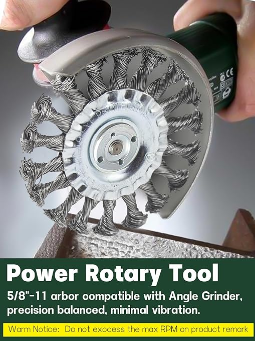 Knotted Wire Wheel Brush 4.5in 5/8-11 Threads Arbor for 4-1/2" Angle Grinder - 1pcs
