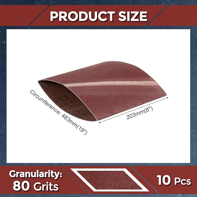 12 Pcs Sanding Belts 8 x 19 Inch 80 Grit Aluminum Oxide Abrasive Sandpaper for Belt Sander Metal Grinding Wood Working Weld Rust Removal