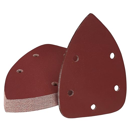 320 Grit Mouse Sander Sandpaper, Jamiikury 5 Hole Detail Sander Sandpaper Palm Sander Paper Mouse Sanding Pads Hook and Loop Sanding Sheets - Pack of 20