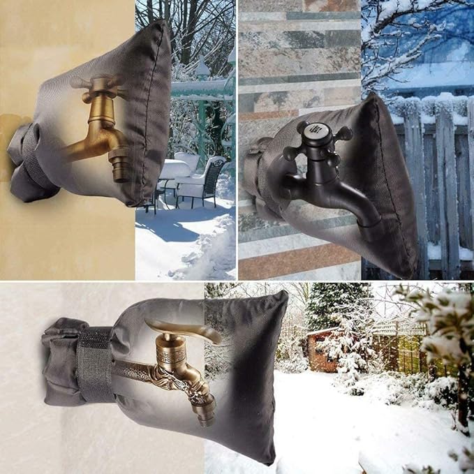 8Pack Outdoor Faucet Covers for Winter - Pro 6.7" W x 8.3" H Outdoor Water Faucet Cover Socks for Winter Freeze Protection Pipe Insulation Reusable Waterproof Insulated Spigot backflow Cover,Black