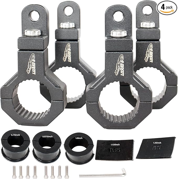 Bar Mounting Bracket Clamp for 0.75 to 1.25inch Bar,Universal Mount Tube Clamps 0.75"/0.875/1.0/1.125/1.25inch for UTV ATV Bars (4Pack)