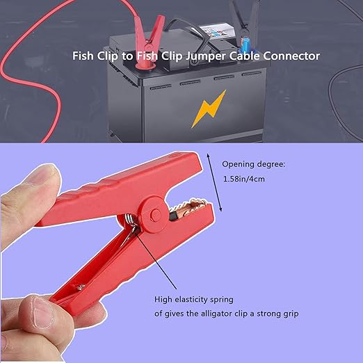 Alligator Clip car Jump Start Cable,Jumper Cables for Car Battery,Jumper Cables with Alligator Clips 10AWG 5.9ft for Cars, Motorcycles etc.(Y-Y 1.8m D)
