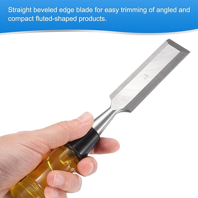 HARFINGTON Wood Chisel 1" CRV Steel Beveled Edge Blade PVC High Impact Handle Woodworking Hand Tool with Caps for Carving Furniture Making Carpentry Tool