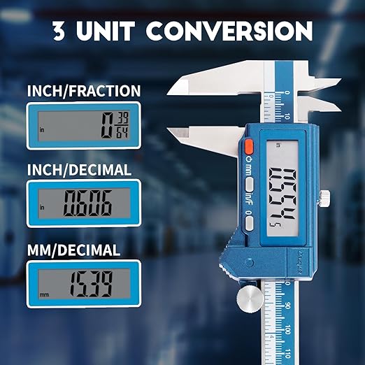 Dasqua 6” IP54 Digital Caliper, Stainless Steel Water-Resistant Precision Measuring Tool with Large LCD, Inch/Metric/Fraction Switch, ±0.001” Accuracy, Calibration Certificate & Storage Case