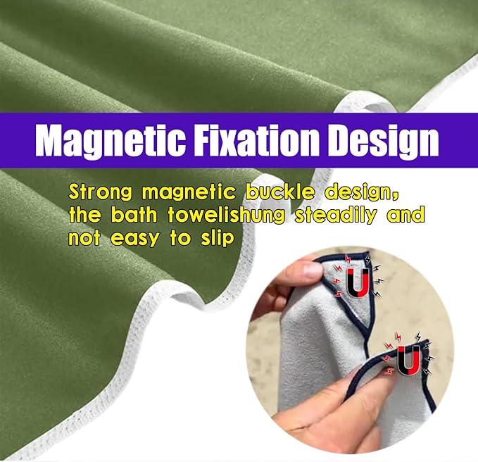 Magnetic Bath Towel, Outdoor Quick-Dry Sand-Resistant Beach Towel, 75"X35" Towel with Magnetic Closure, Super Absorbent Microfiber Towel for Travel,Swimming,Pool,Beach,Pool,Travel,Gym & Camping Black