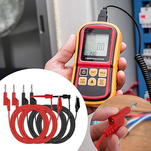 Sumnacon Multimeter Test Lead Set - Stackable Banana Plug to Test Hook, Banana Plug to Alligator Clips Test Cable Kit, Flexible Silicone Electrical Test Wire Leads with Protective 9.8Ft/3M