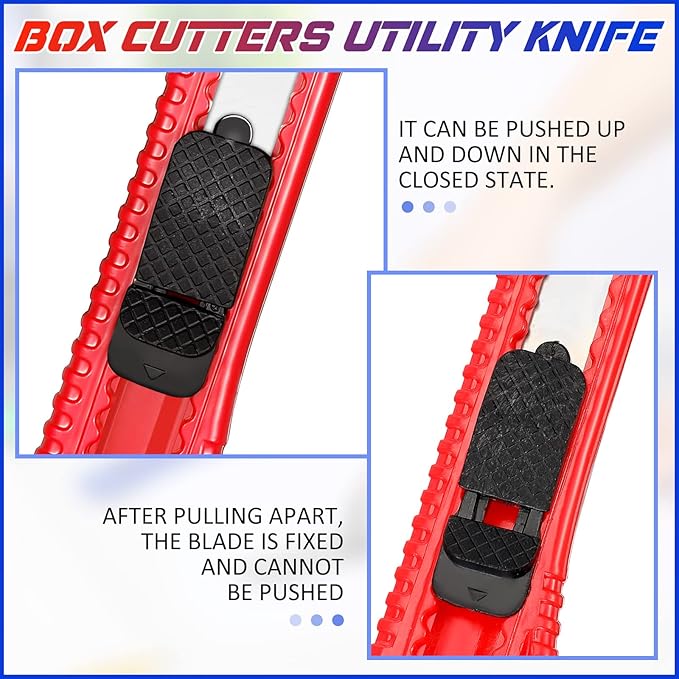 Chumia 60 Pack Box Cutter Bulk Utility Knife 18 mm Wide Blade Plastic Disposable Box Cutter Retractable Paper Knife Compact Extended Use for Office Art Studio School Home Warehouse Crafts 3 Colors