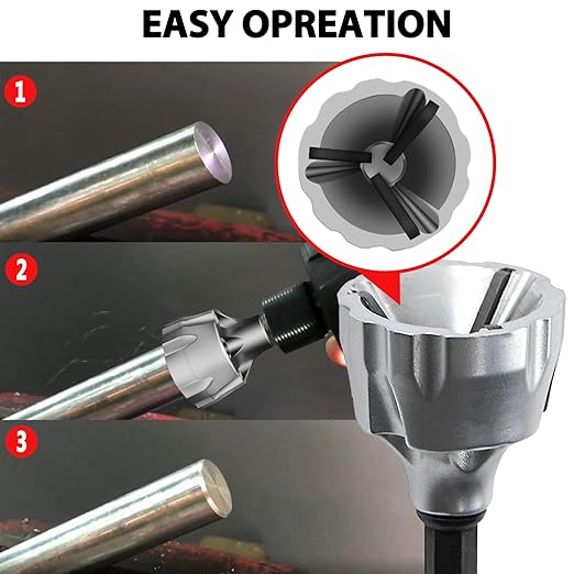 Deburring External Chamfer Tool, HSS Hex Shank Remove Burr Tools with Carbide Blades, Deburring Tool for Metal Bolt in 1/8" to 3/4" (3~19mm) Diameter