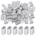 Glarks 150Pcs 1/8''(3mm) Aluminum Crimping Loop Sleeve Wire Rope Sleeves Double Barrel Ferrule for Wire Rope and Cable Line End (1/8''-150Pcs)
