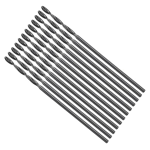 Drill Bit, 0.8mm Cutting Diameter, 4241 HSS Nitriding Black 118° Cutting Angle Versatile Jobber Bits - (Applications: for Drilling Plastic Wood Soft Metal), 12-Pieces