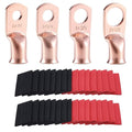 62PCS 2 AWG Ring Terminal Connectors Battery Copper Wire Lugs 2 Gauge 5/16", 3/8", 1/4", 1/2" with Heat Shrink Tubing Set, 30Pcs Battery Cable Ends and 32PCS Heat Shrink Tubing