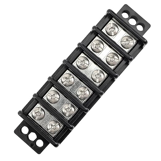 Terminal Blocks Double Row Stainless Steel 10-22 AWG Copper 600V/30A Rated 2-14 Poles Neat Circuit Solution 1 Pack TBD (6 Poles)