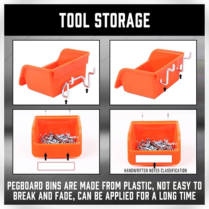HORUSDY 150-Piece Pegboard Hooks Assortment, Pegboard Accessories with Pegboard Bins for Organizing Various Tools
