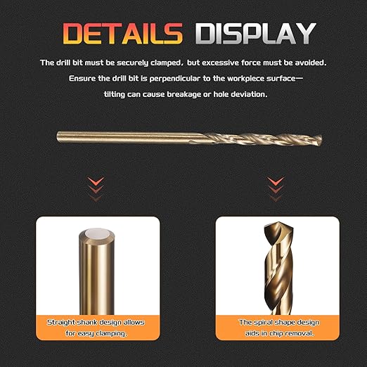 Drill Bit, 2.5mm Cutting Diameter, 4341 HSS Gold and Black 118° Cutting Angle Number Jobber Bits - (Applications: for Drilling Soft Metal Plastic Wood), 10-Pieces