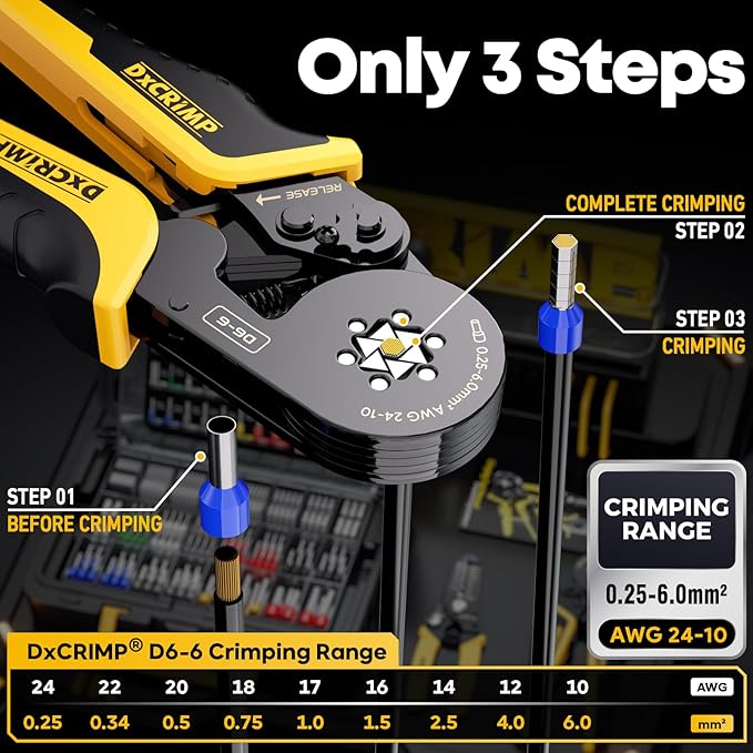Ferrule Crimping Tool Kit, Hexagon Ferrule Crimper,Ratchet Pliers for (AWG 24-10) with 16 Types Insulated and Non-Insulated Ferrules, Wire Ferrules Kit, Crimping Pliers set,Hex Crimper