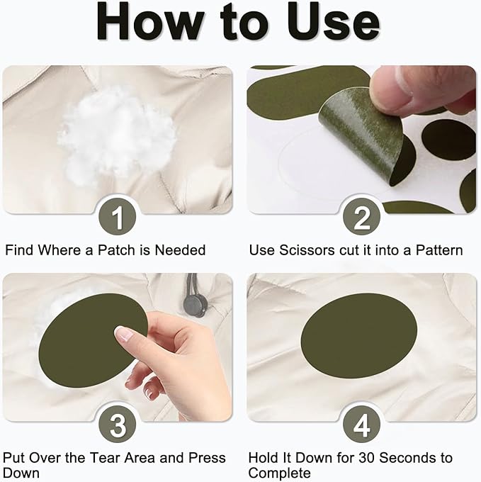 45PCS Nylon Repair Patch Self-Adhesive Pre-Cut Fabric Patch Down Jacket Repair Patches for Puffer Jackets Tenacious Tape Polyester Waterproof Lightweight Tent Repair Patch for Clothes Bag(Army Green)