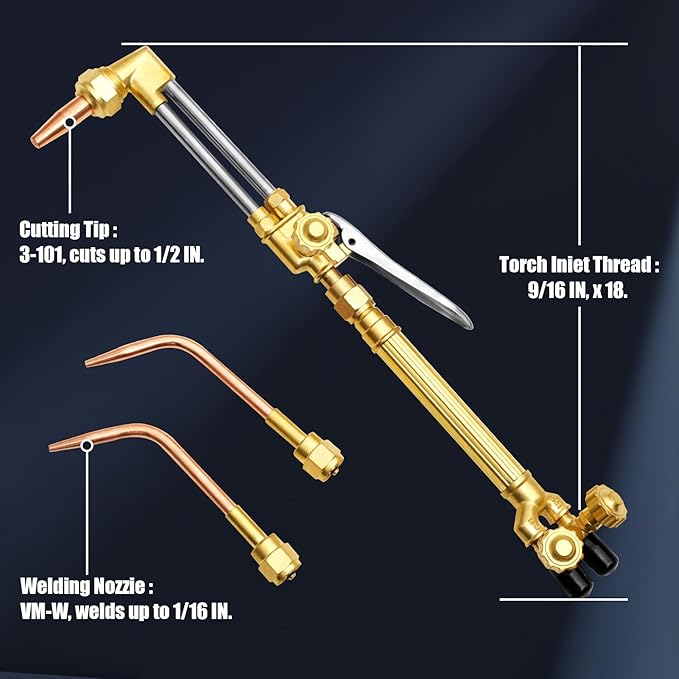 MIU-1516 Oxygen Acetylene Torch Kit W/Gas Tank (Metal ABS), Portable brazing torch kit with Gauge Oxygen Acetylene Welding Cutting Torch Kit