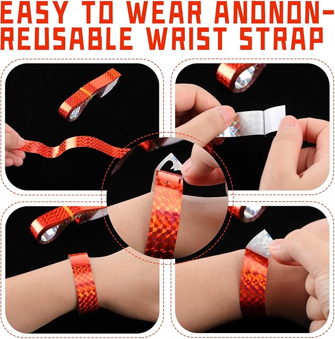 Epakh Paper Wristbands Neon Wrist Bands Waterproof Handbands for Events Lightweight Concert Wristbands Neon Colored Adhesive Wrist Band for Party