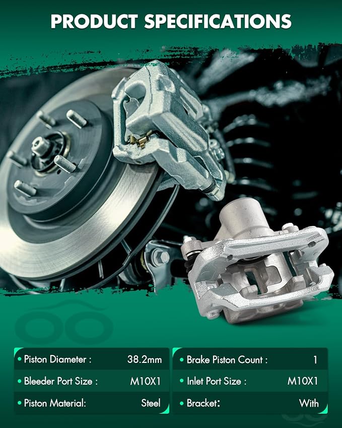 SCITOO 19-B3427 Rear Left Disc Brake Caliper w/Bracket Fit For Kia For Rondo 2007-2008, Single Piston