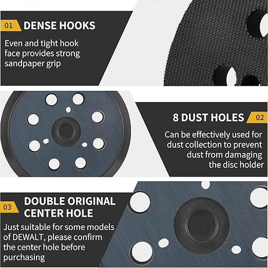 2 Pack 5" 8 Hole Hook & Loop Replacement Sander Pads Compatible with Makita Orbital Sander BO5010 BO5030K BO5031K BO5041K, Replacement Parts #743081-8/743051-7 (3 Screw Holes Sander Pads