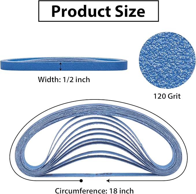 30 Pcs 1/2 x 18 Inch Zirconia Sanding Belts, 120 Grit 1/2x18 Air File Sanding Belts, Zirconia Belt Sander Sanding Belts for Metal (1/2x18in, 120 Grit)