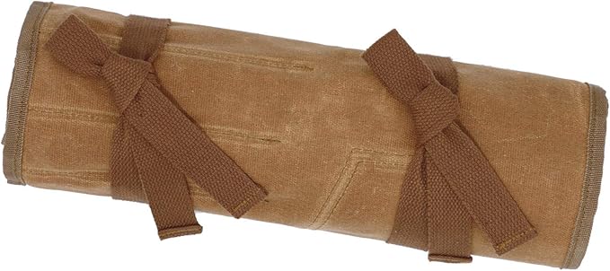 20+4 Pockets Roll Up Pouch, Hand Tool Roll Bag, Durable 16OZ Waxed Canvas Wrench Roll for Metric or SAE (Khaki)