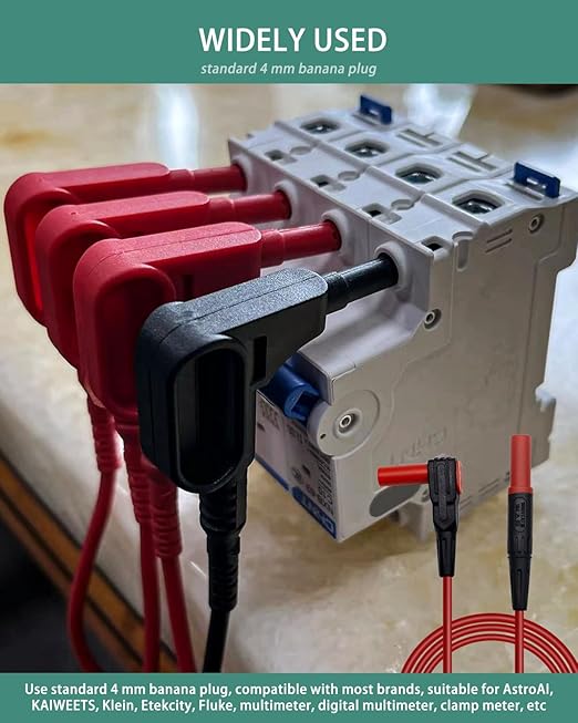 Multimeter Leads Magnetic Probe, 3 Colors Magnetic Voltage Probes for 4 mm Socket Test Lead Kit, Voltage to CAT III 1000 V, CAT IV 600 V Safety Rating