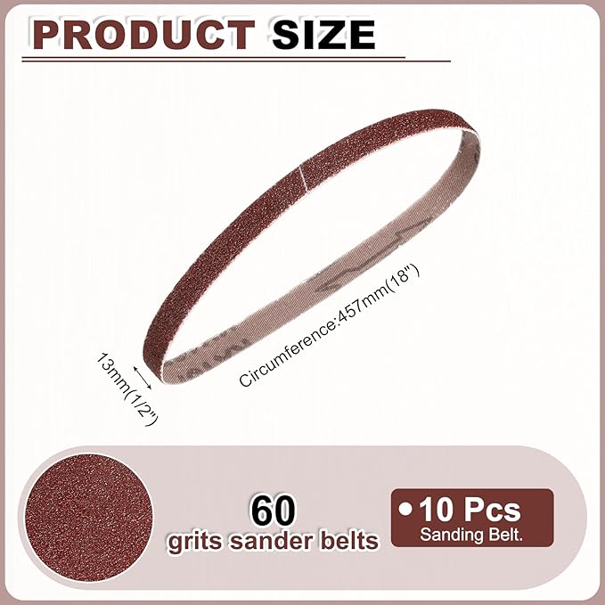 HARFINGTON 1/2 x 18 Inch Sanding Belts, 24 Pcs 60 Grits Aluminum Oxide Abrasive Belt Sander File Belt for Woodworking, Metal Polishing, Knife Sharpener