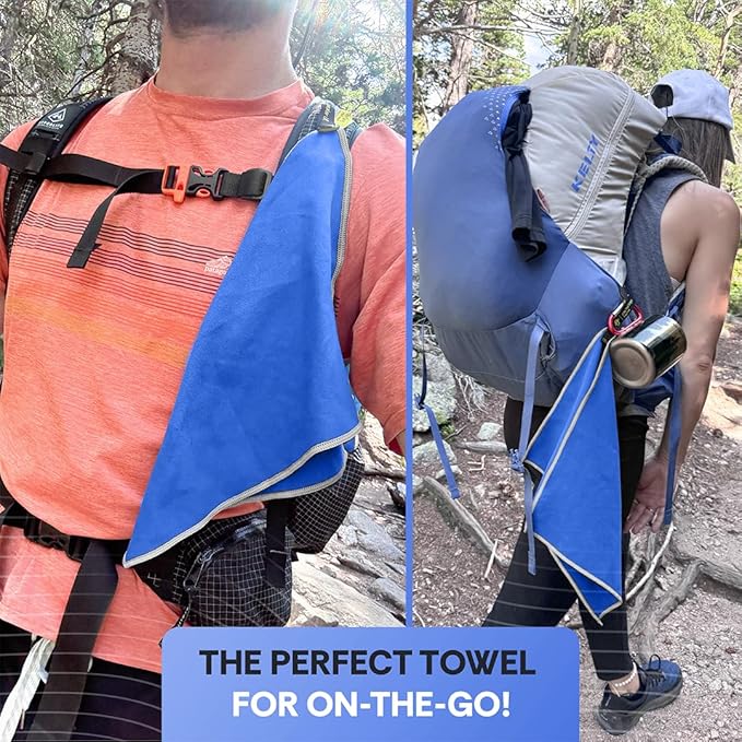 Backpacking Ultralight Quick Dry Microfiber Soft Fast Drying Hand and Face Towel Wash Cloth Camping Yoga Hiking Active Lifestyle Small (Blue, Small)