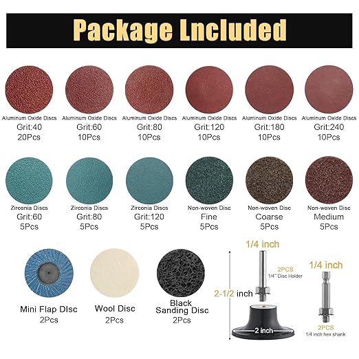 ZEHIQ 110Pcs Die Grinder Sanding Disc Set, 2 inch Quick Change Disc with 1/4 inch Holder, Surface Conditioning Grinding Disc Attachments, Die Grinder Accessories for Rust Paint Removal