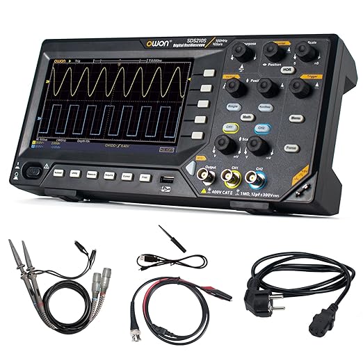 OWON Oscilloscope, OWON SDS220S Digital Oscilloscope 200MHz Bandwidth 2+1 Channel 1GSa/s Sample Rate with 25MHz Waveform Generator 7 inch LCD Display