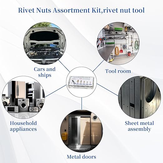 Rivet nut Tool kit,rivnut Tool,500Pcs Metric Rivet Nut Combination (M3/M4/M5/M6/M8) nutsert Tool kit，Suitable for Automotive, Marine, Decoration, Furniture, Industry, Rivet nut Set