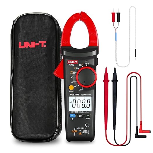 UNI-T Clamp Meter UT213C AC DC Amp Meter Clamp Multimeter Tester 400A TRMS Auto Ranging 4000 Counts HVAC Voltmeter Frequency Ohmmeter Capacitor Tester Temperature Continuity Tester Diode