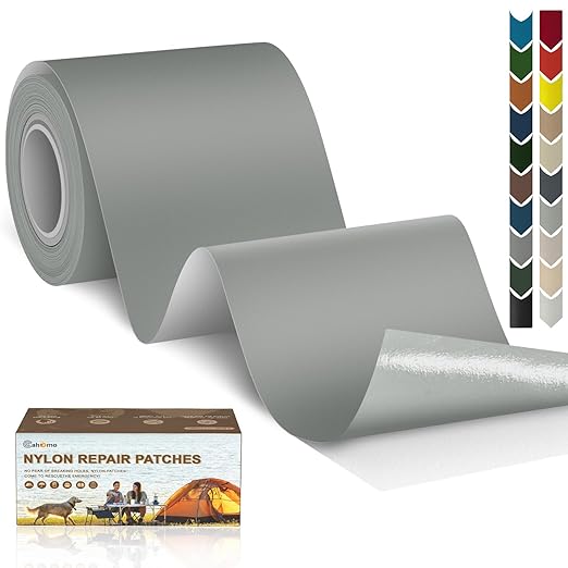 3x79 Inch Nylon Repair Patch Nylon Repair Tape Self Adhesive Fabric Tapes Outdoor Camping Gear Fabric kit for Tent, Umbrella, Down Jackets, Sleeping Bag, Knapsack（Gray）