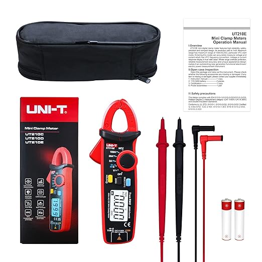 UNI-T UT210e Digital Clamp Meter AC DC Amp Meter Clamp Multimeter True RMS 2000 Counts Voltmeter Continuity Tester Capacitor HVAC Tool Multi Tester