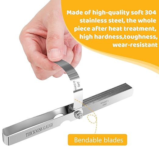 32 Blades Stainless Steel Feeler Gauge, Metric and Imperial Gap Measuring Tool Width and Thickness Feeler Gage Gauge for Spark Plug, Valve Adjustment Tool, 0.02-1.00 mm (0.0008-0.040 Inch)