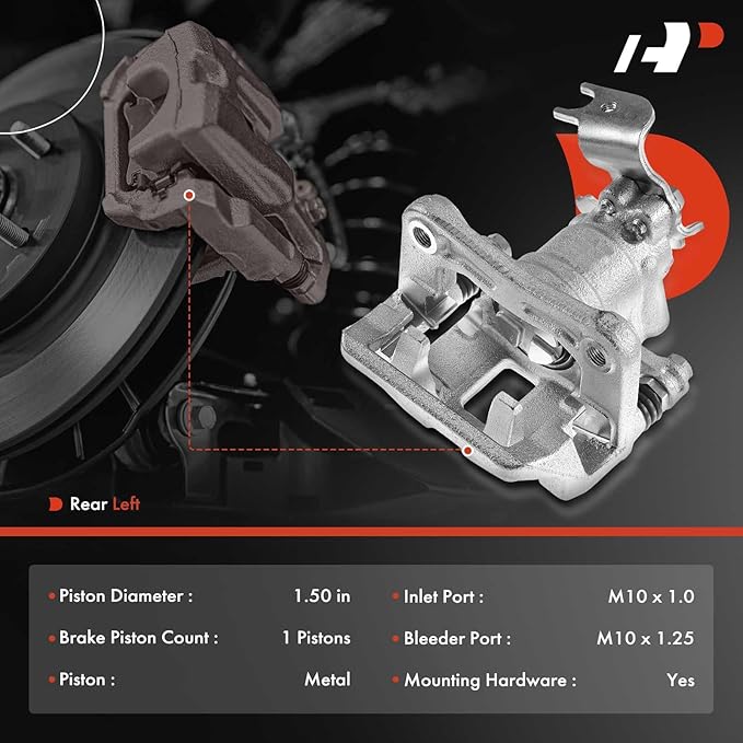 A-Premium Disc Brake Caliper Assembly with Bracket Compatible with Select Honda and Acura Models - Accord 2008-2012, TSX 2009-2014 - Rear Left Driver Side