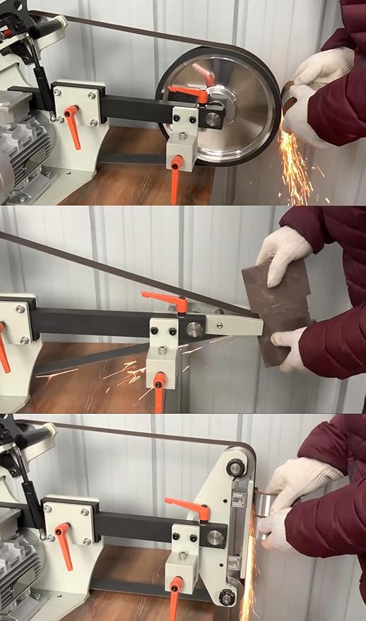 TECHTONGDA Belt Sander Grinder Variable Speed 72inch Belt with 3 Grinding Wheel Bench for Knives Cutting Tools with Base 220V