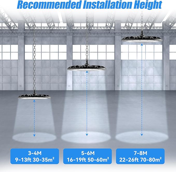 loyal LED High Bay Shop Lights: UFO Dimmable Commercial Lighting 6000K - for Warehouse Garage Workshop Gym with US Plug Cable