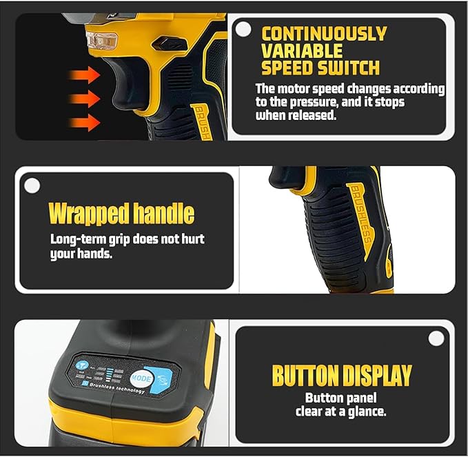 20V MAX Cordless Impact Wrench, 1/2" Brushless Motor High Torque Impact Gun, Variable Speed, Compatible with Ma kita Battery (Tool Only, No Battery and Charger Included)