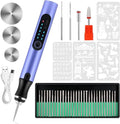 Electric Engraving Pen with 37 Bits, USB Rechargeable Cordless Etching Engraving Tool, Portable DIY Rotary Engraver for Jewelry Wood Glass Stone Carving (Purple)