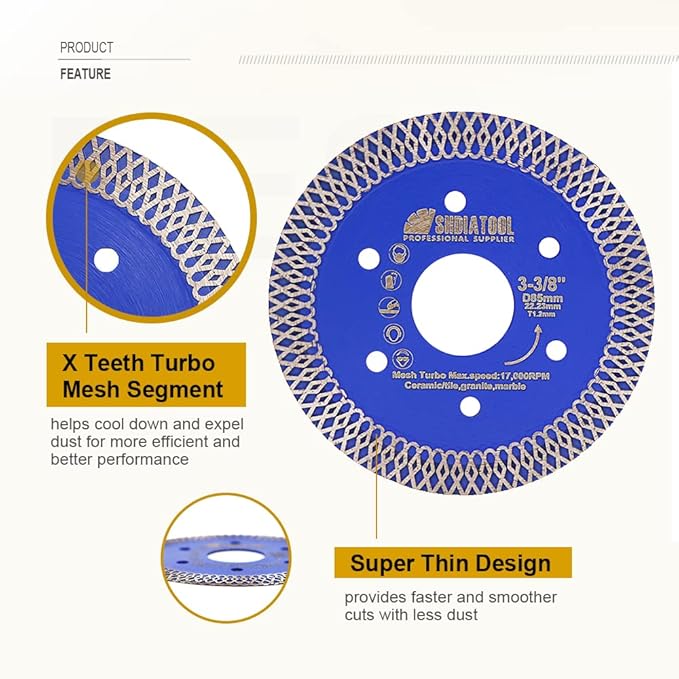 SHDIATOOL 3-3/8 Inch Diamond Saw Blade Cutting Porcelain Tile Ceramic Granite Marble Brick(2-Pack)